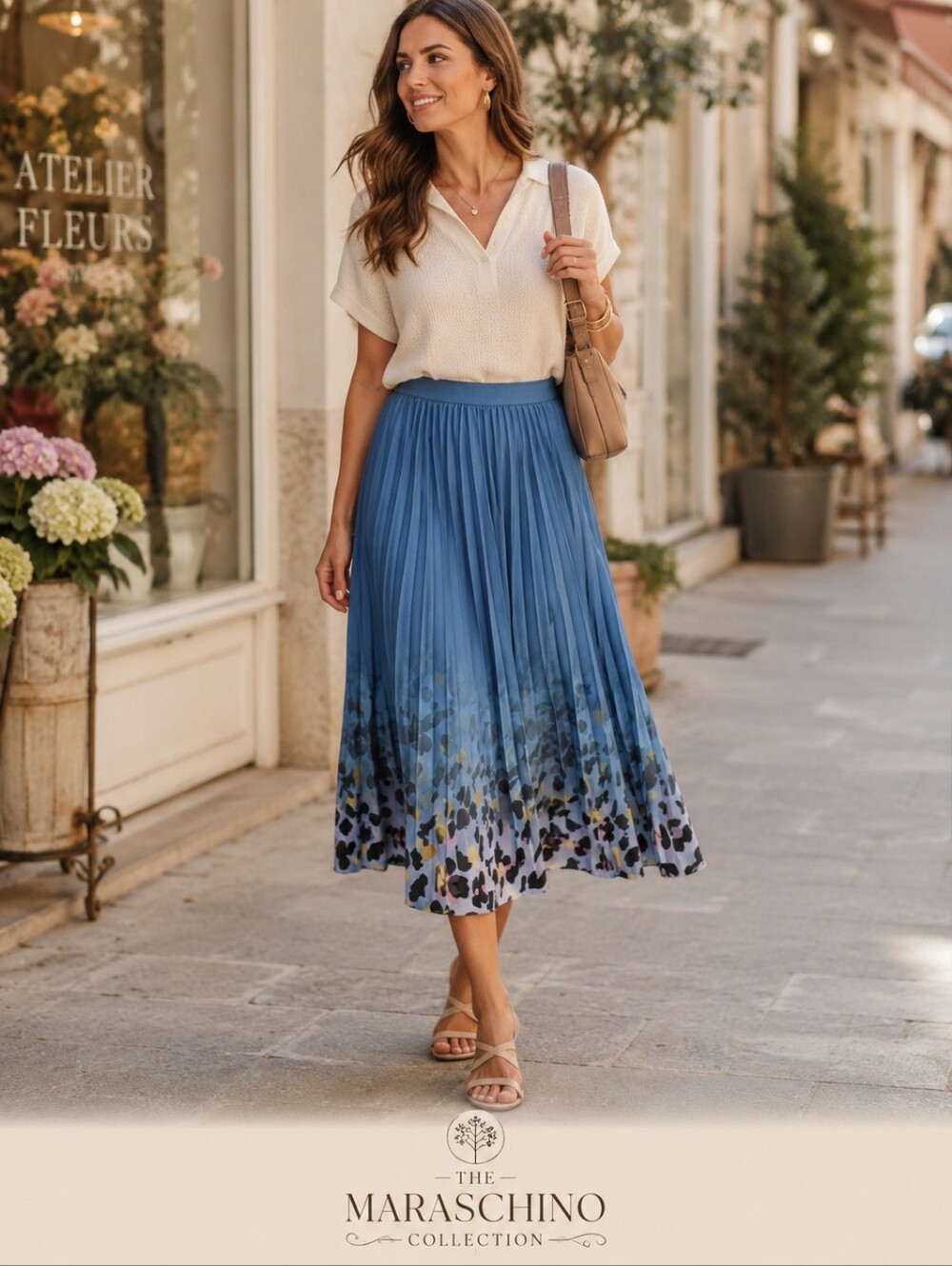 Kate Kasin Blue Ombre Animal Print Midi Skirt | XXL
